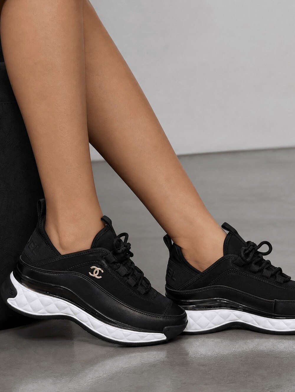 BNIB NWT AUTHENTIC CHANEL SUEDE VELVET Calfskin CC TRAINERS SNEAKERS Size 41 1/2